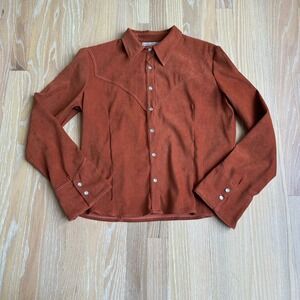 Vintage Talusa Rose Western Classic Shirt Cowgirl Pearl Snap Terracotta M